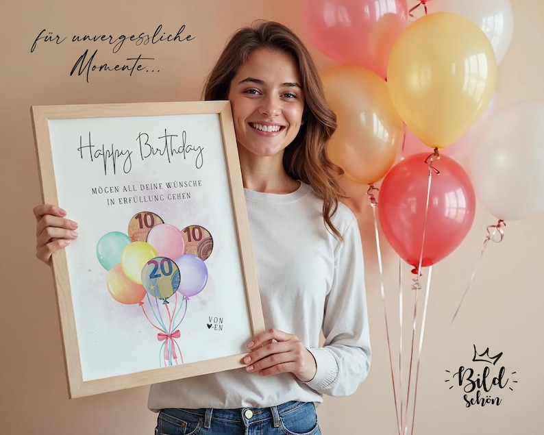 Geldgeschenk Geburtstag | kreatives Last Minute Geburtstagsgeschenk Geld | originelles DIY Geschenk basteln | Sofort Download PDF A4 A5 Digital