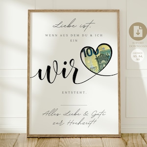 Digital money gift for weddings | Wedding poster | DIY gift for the bride and groom | Money wedding gift | Last-minute instant download A4 image 5