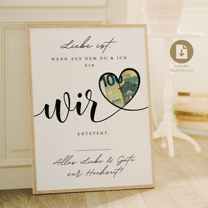 Digital money gift for weddings | Wedding poster | DIY gift for the bride and groom | Money wedding gift | Last-minute instant download A4 image 8