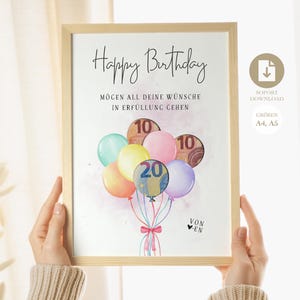 regalo de cumpleaños en efectivo | regalo de cumpleaños creativo de último minuto dinero | Haz un regalo original DIY | Descarga instantánea PDF A4 Digital
