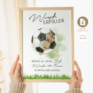 Anniversaire cadeau d’argent | réalisation de souhaits de cadeau créatif | Joyeux anniversaire | Argent Poster Football Fan Garçon Fille | Téléchargement numérique bricolage