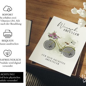 Geldgeschenk Geburtstag | lustiges Geldgeschenk für Tochter, Mutter, Freundin | Happy Birthday | DIY Wunscherfüller Fahrrad | Geldgeschenk Radfahrer | Geschenk Fahrradfahrer | Digitaler Download PDF | Gutschein Geld
Für dein nächstes Abenteuer