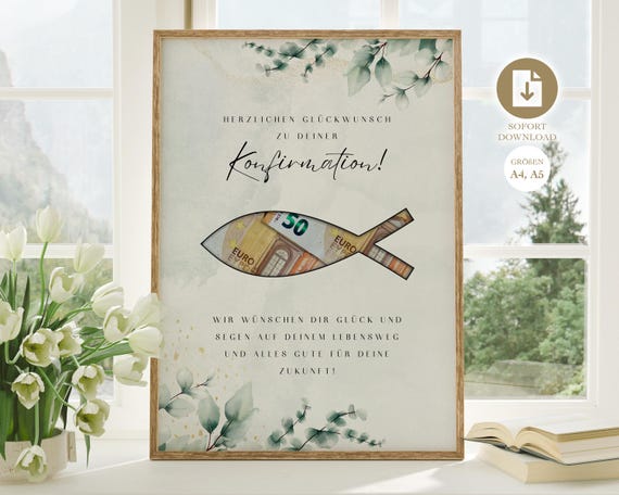 Geldgeschenk  zur Konfirmation | DIY | kreatives Geschenk für Mädchen und Jungen | Digitaler Sofort Download  |A5, A4 | Last minute Geschenk