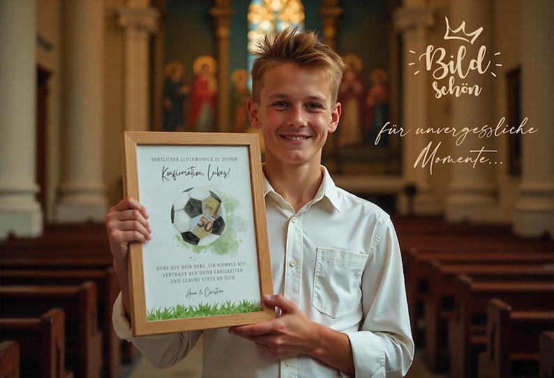 personalisiertes Geldgeschenk zur Konfirmation Fußballfan | DIY sofort Download | kreatives last Minute Geschenk für Mädchen, Jungen | Geld Glückwunschkarte Fußball | Konfirmationsgeschenk PDF A4 
Herzlichen Glückwunsch zu deiner Konfirmation