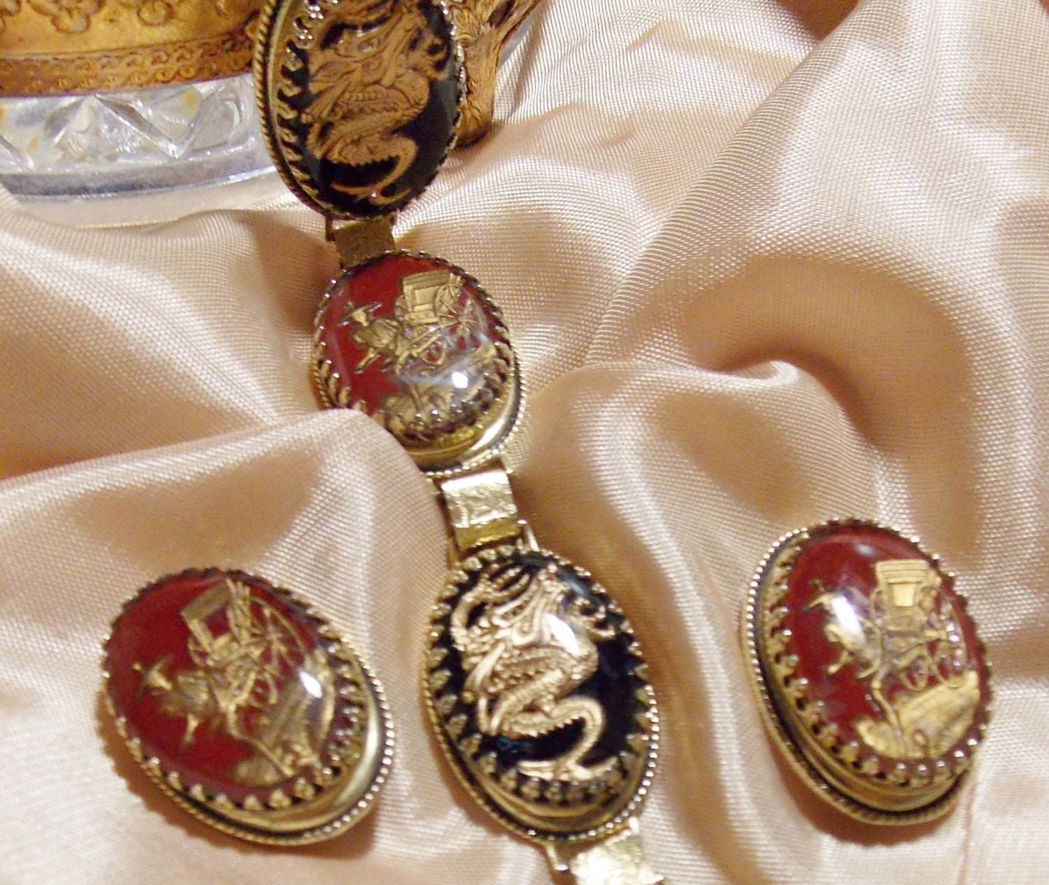 Vintage Whiting Davis Bracelet Earrings Oriental RARE Etsy