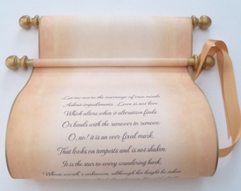 Wedding vows scroll, wedding gift, anniversary keepsake, 8x19" long, made in USA, personalized with your own words only