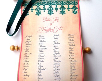 Santa List of Naughty or Nice, Christmas decoration, Santa's list scroll, non-custom Santa scroll, 8x17 inches paper