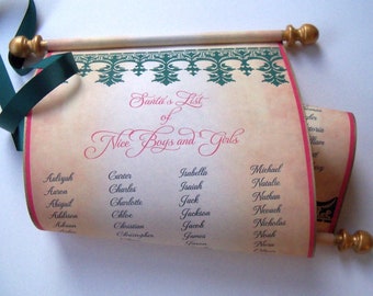 Santa List Nice Boys and Girls with 132 names, Christmas decoration, custom Santa scroll, Nice List, with storage tube