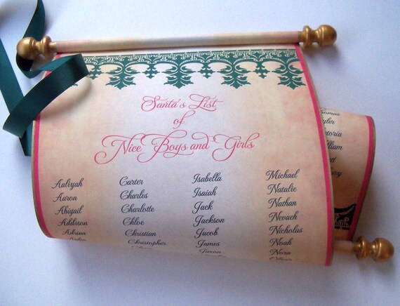 Santa Claus list Christmas decoration wide Santa's list | Etsy