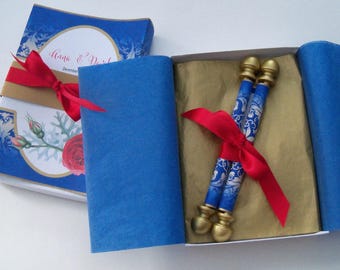 Fairytale wedding invitation, princess scroll invitation suite, red rose invitation, elegant boxed wedding suite, set of 10