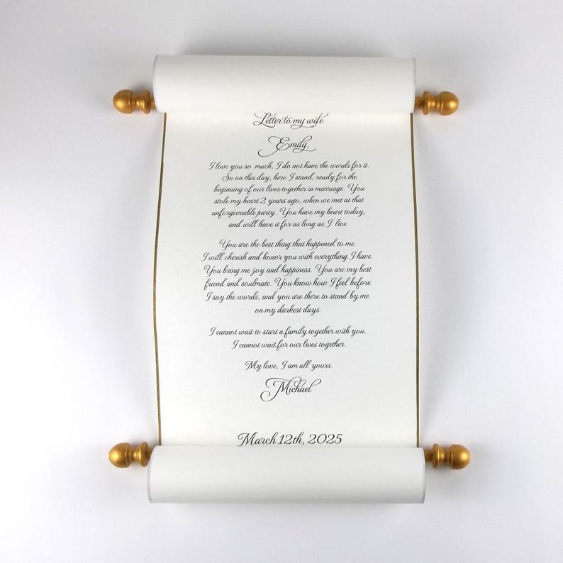 Message Note Scroll Custom Parchment Scroll With Brooch: Personalized Message, 8x20