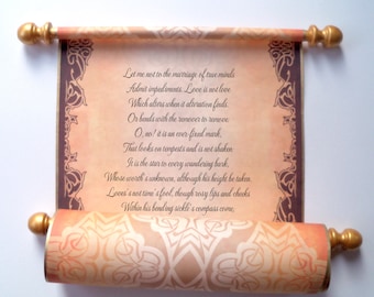 Brown and gold paper scroll, 8x18 inch aged parchment paper, personalized with your own words only