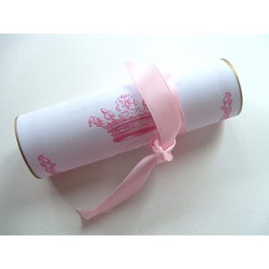 Royal Princess Birthday Invitation roll up scroll with crown, blank or custom printed, for a fairytale quinceañera or shower, set of 10