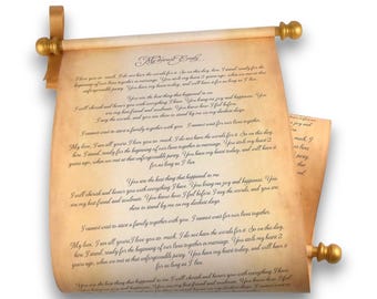 Custom printed scroll, 11x32 inches parchment, blank or personalized scroll, aged paper with gold accents