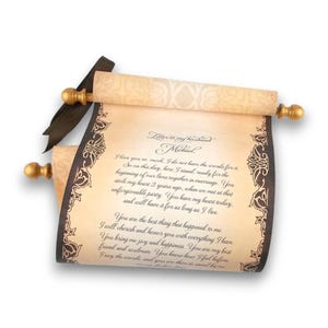 Personalized brown and gold scroll, 8x20" aged paper, blank or custom