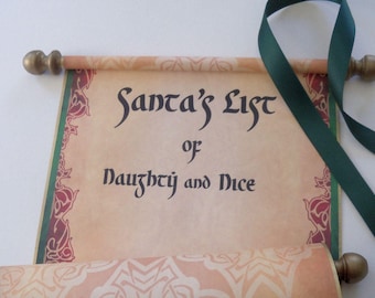 Santa's List of Naughty and Nice, Christmas photo prop, wide Santa's list scroll with storage tube, blank, royal fantasy, old world, vintage