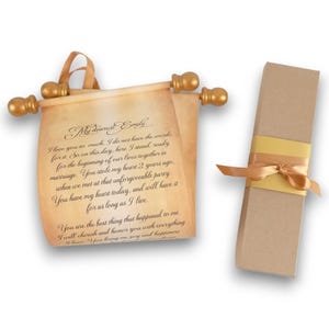 Custom wedding vows scroll, keepsake love letter, 5x13 in paper, blank or personalized, handmade
