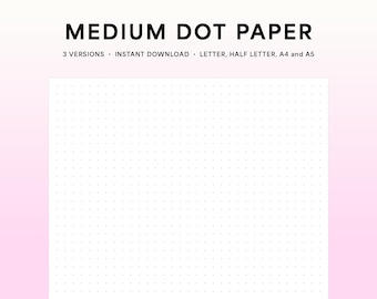 Medium Dot Grid Paper, Printable Dot Graph Paper — Letter, Half Letter, A4 and A5 Notebook Paper
