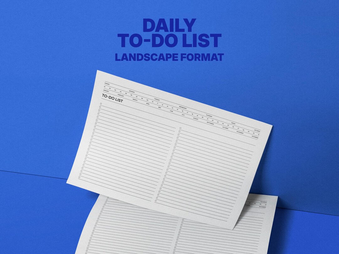 Daily Landscape Daily Task Checklist.pdf Daily To-do List Printable — Landscape Undated Task List Template ...