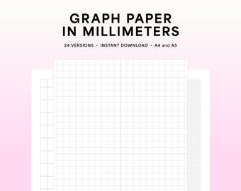 Printable Graph Paper, 4 Different Sizes (Millimeters) — A4 and A5 Notebook Paper