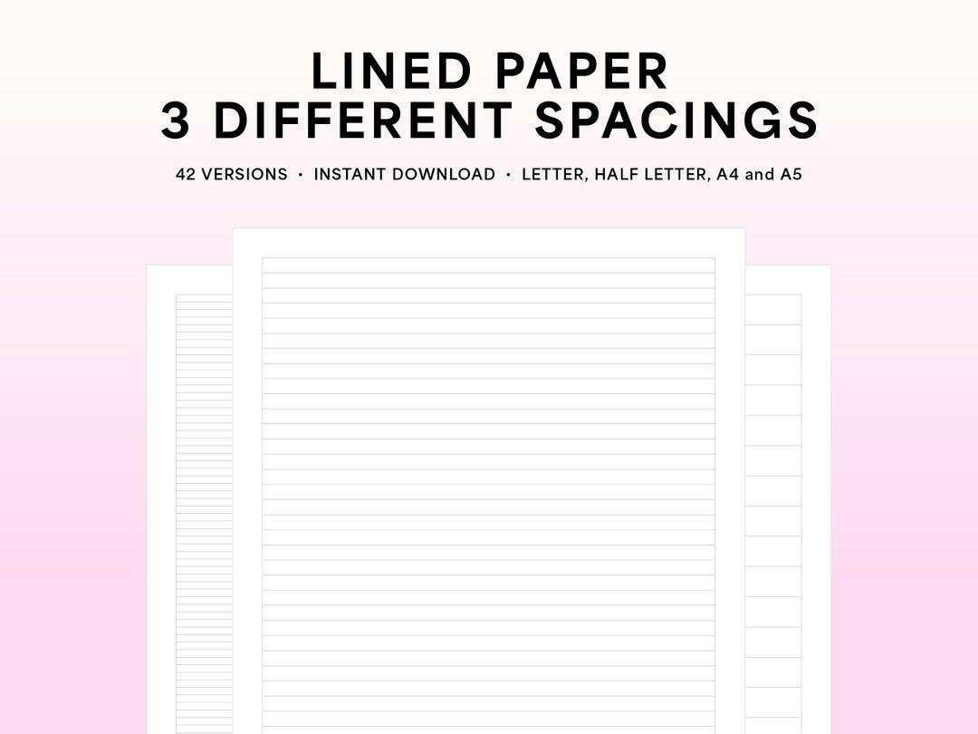 Printable Lined Paper With 3 Different Spacings, Lined Notebook Paper ...