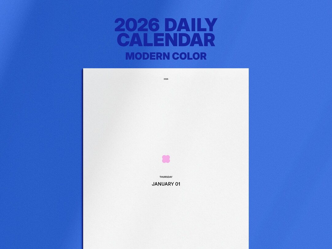 2026 Daily Calendar Printable — Modern Color Desk Calendar + Planner ...