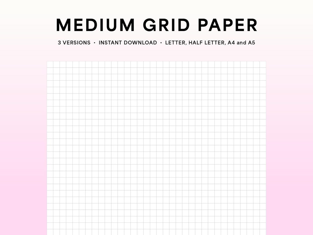 Medium Grid Paper, Printable Graph Paper — Letter, Half Letter, A4 and ...