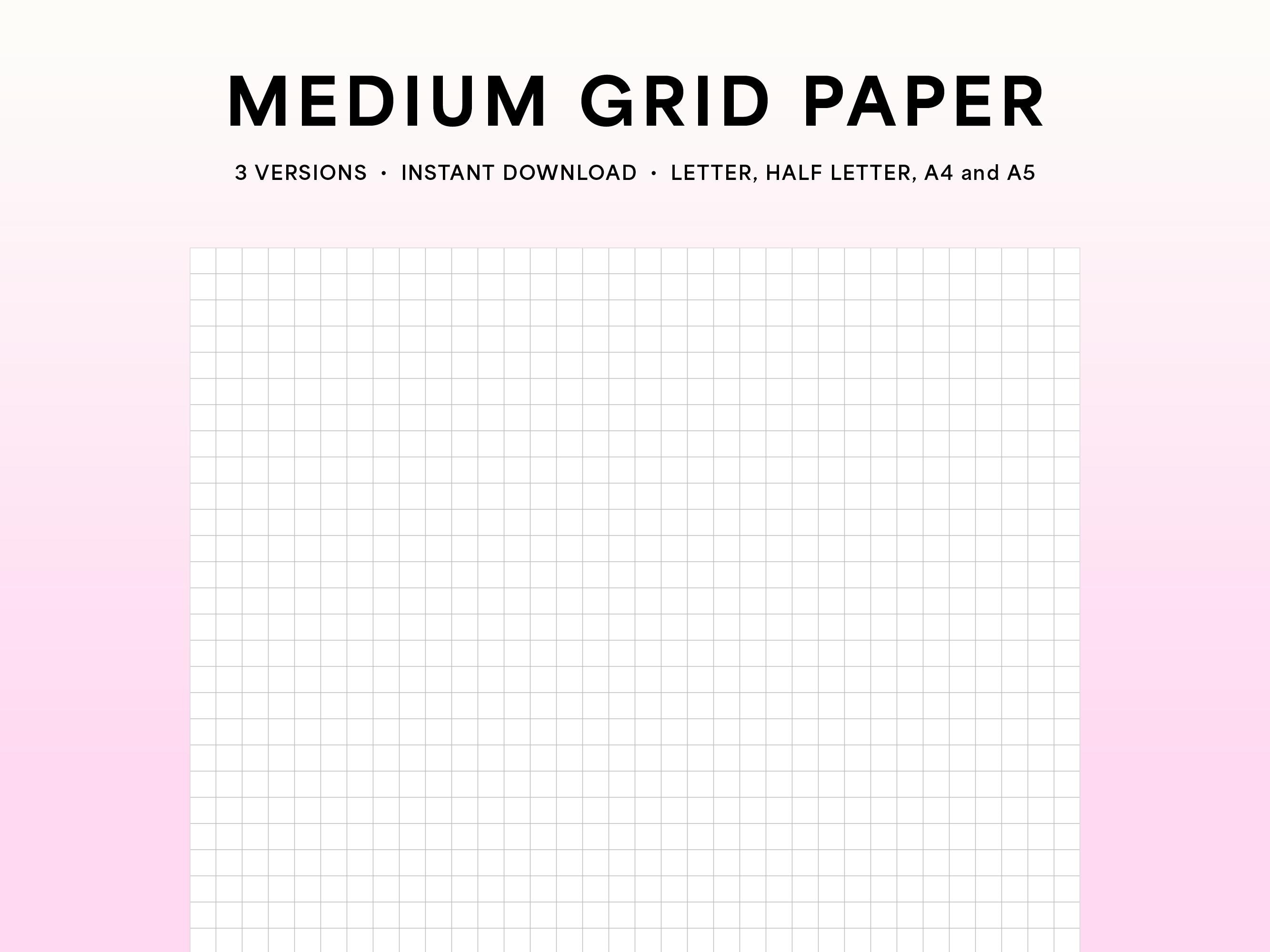 Medium Grid Paper, Printable Graph Paper — Letter, Half Letter, A4 and ...