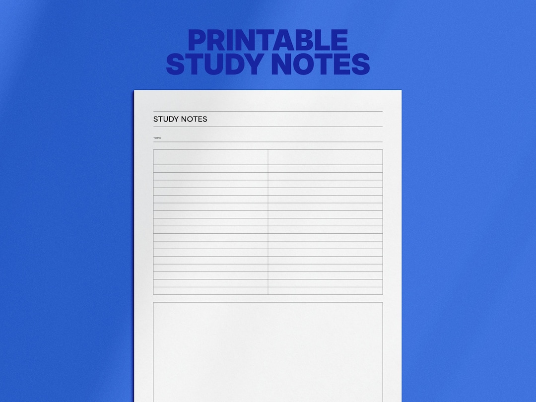 Undated Study Notes Printable — Customizable Note Taking Pages PDF - Etsy