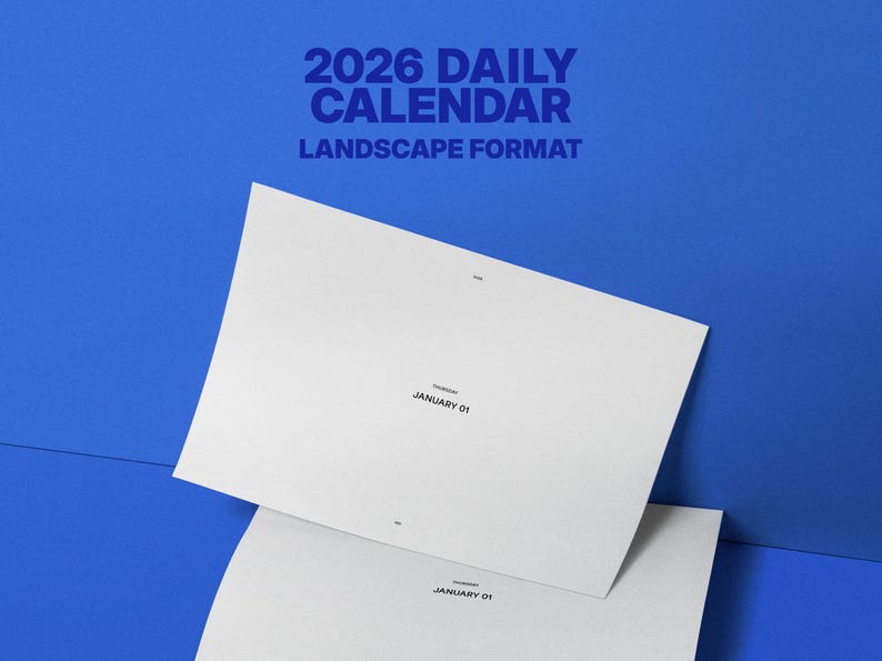 2026 Daily Calendar Printable — Landscape Desk + Planner Pages PDF - Etsy