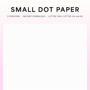 Small Dot Grid Paper, Printable Dot Graph Paper — Letter, Half Letter, A4 and A5 Notebook Paper