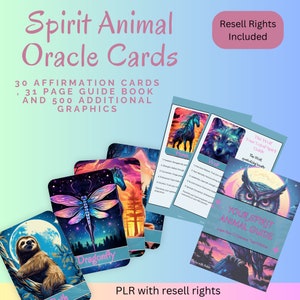 PLR Animal Spirit Oracle Cards & Guide Book (con derechos de reventa), tarjetas de oráculo, guías espirituales, espíritus animales