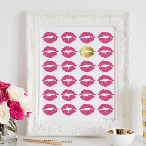 Pink Lips Print Lips Wall Art Fashion Decor Fashion - Etsy