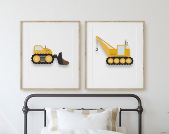 Construction Trucks Digital Design - Kids Wall Art Print - Instant Download