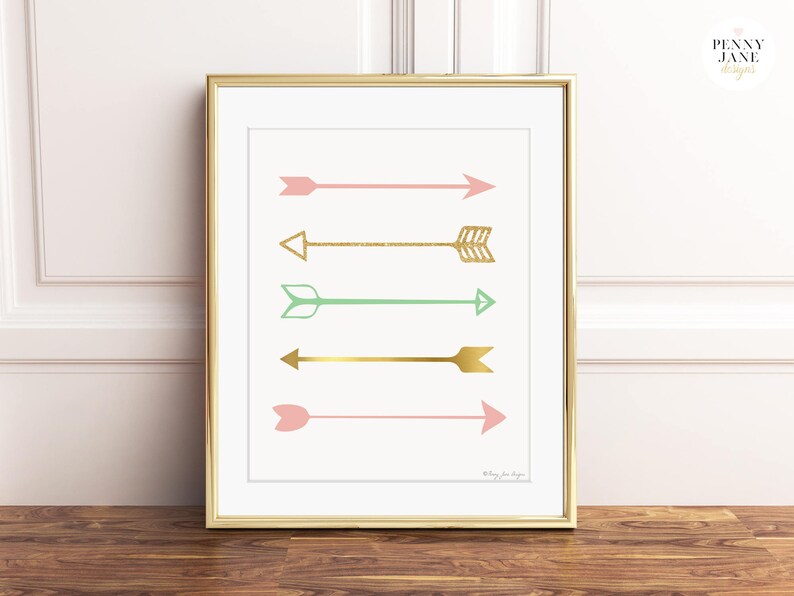 Arrows Wall Decor Arrow Art Print Pink Gold Arrow Art Baby Etsy
