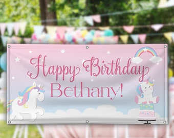 Unicorn Rainbow Birthday Party Decoration Banner