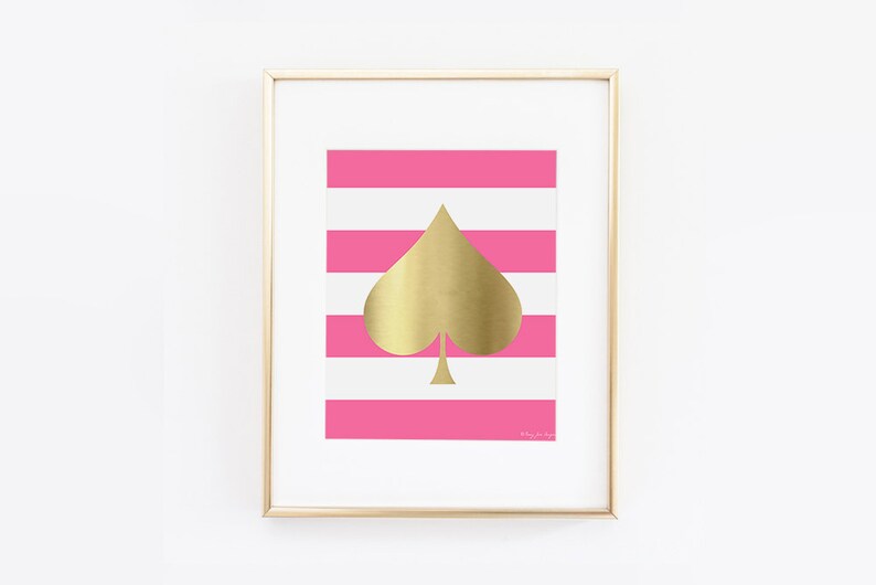 Gold Spade Art Print the Kate Hot Pink Gold Spade Design Etsy