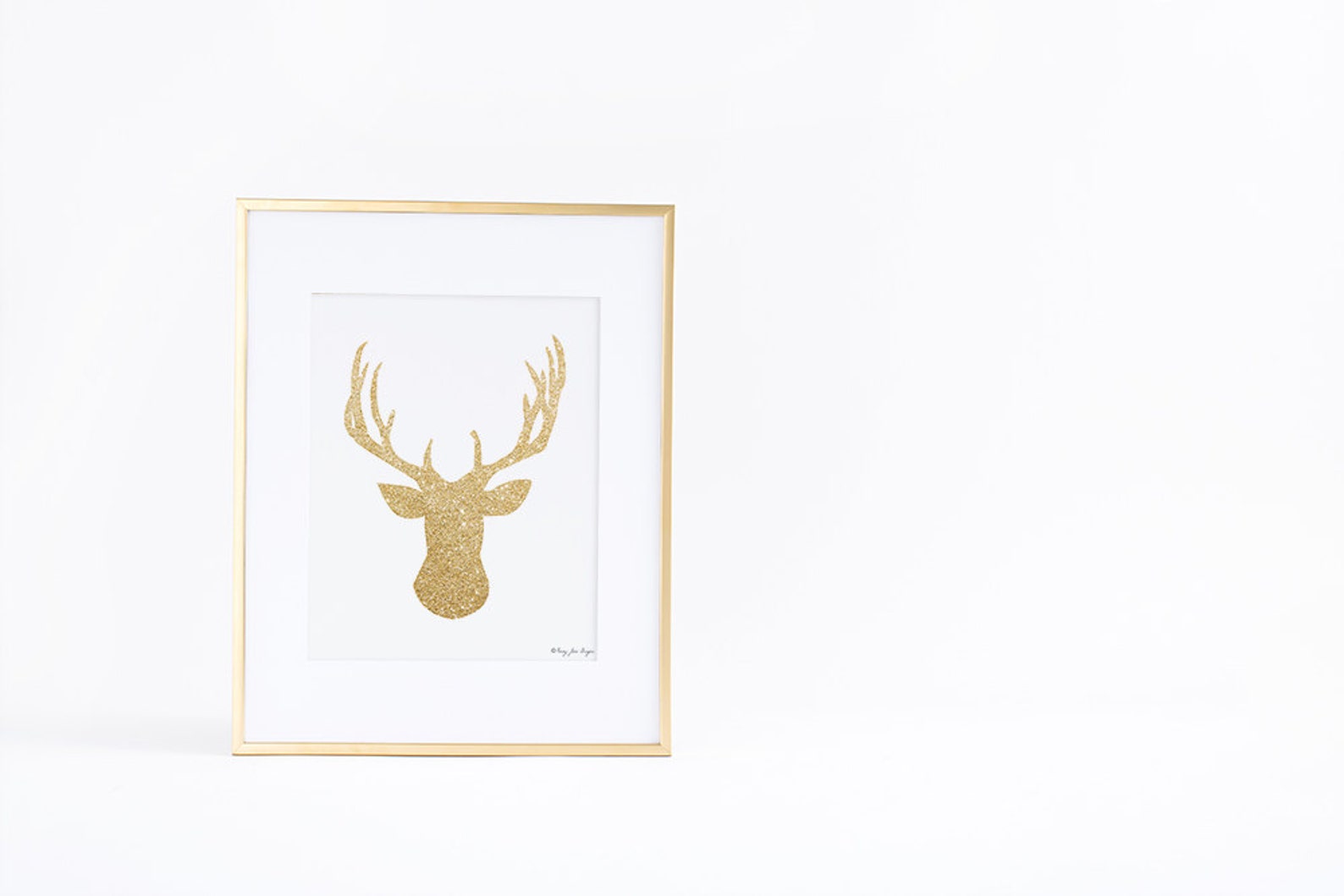 Gold Glitter Deer Digital Art Home Decor Winter Art Etsy España
