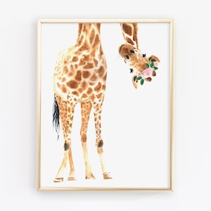 Giraffe with Floral Crown Printable Digital Printable Wall Art Print