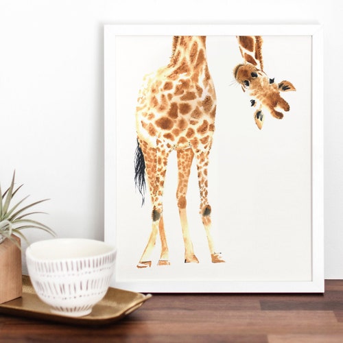 Giraffe Print Giraffe Wall Art Black and White Nursery Etsy