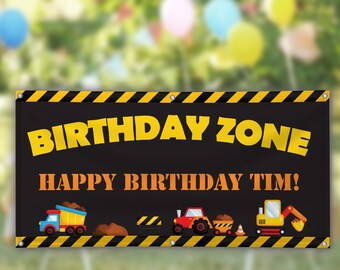 Construction Trucks Birthday Party Decoration Banner