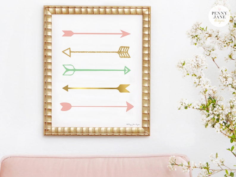 Arrows Wall Decor Arrow Art Print Pink Gold Arrow Art Baby Etsy
