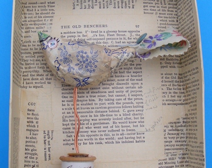 Papier Mache Bird in a Box 1882 Etsy