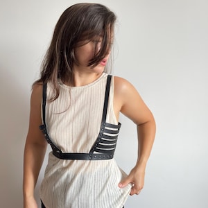 Leather underbust corset belt for women, black genuine leather, adjustable fit, vintage style waist cincher, plus size available