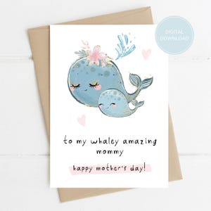 Whaley Amazing Mommy, Cartão de Dia das Mães, Cartão Personalizado, Cartão Digital, Fofo, Mamãe e Eu, Cartão para Imprimir, Download Digital, 5 x 7 polegadas