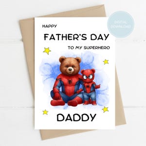 Cartão de Dia dos Pais de Super-heróis, Cartão de Super Pai, Cartão de Dia dos Pais, Meu Pai Super-herói, Cartão para Ele, Cartão de Super Pai, Cartão de Impressão Digital em Casa