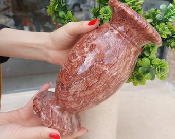 Magnolia d'art en marbre de Sümeyra - Vase en marbre bordeaux