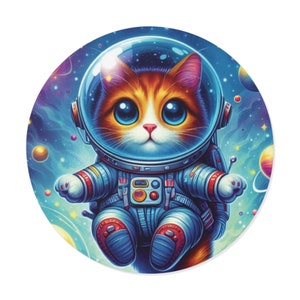 Pegatina de gato espacial, vinilo impermeable de astronauta para portátil, patineta y botella de agua. Bonito regalo para amantes de los gatos cósmicos.