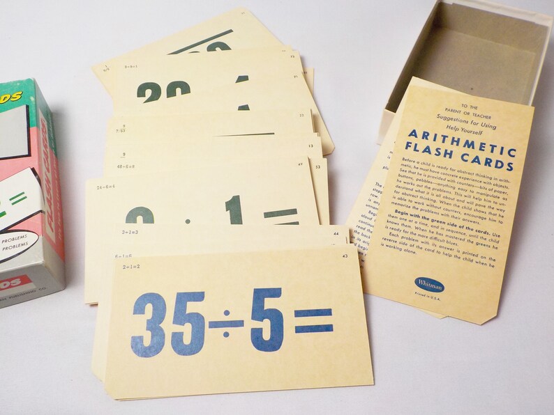 Vintage 1959 Division Flash Cards Whitman Publishing Co 82 Etsy