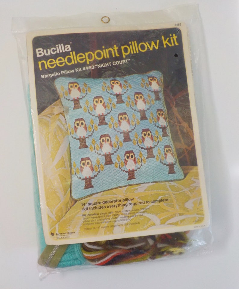 Vintage Bucilla Owl Needlepoint Kit Unopened Vintage Etsy
